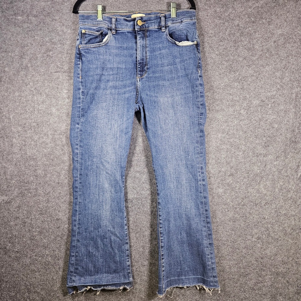 DL1961 Womens Blue Jeans High Rise Crop Flare Raw Hem Quiet Luxury Size 32 READ